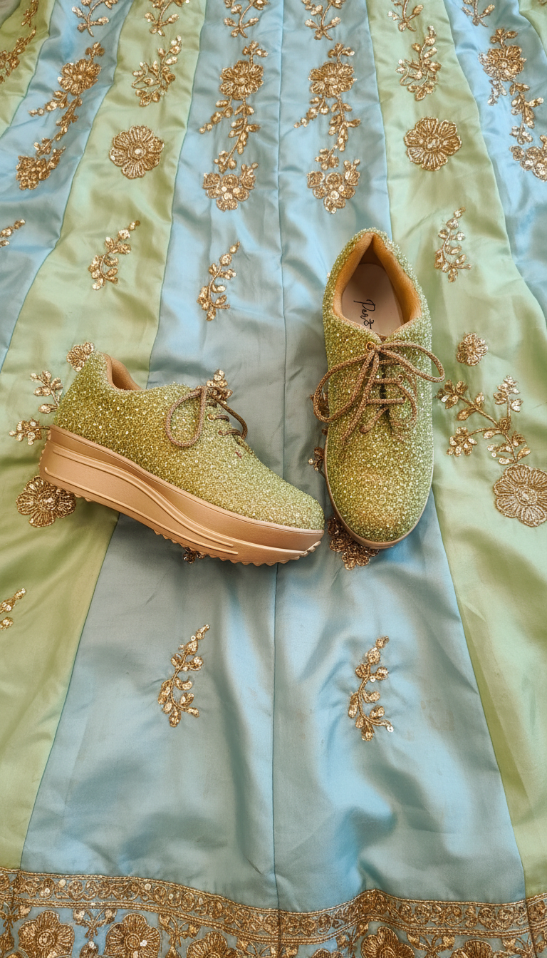 Firefly_Gemini Flash_Create an Image for my webite with light green and blue lenhenga background 671109