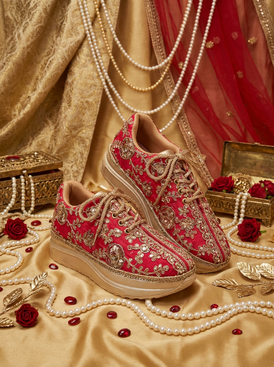 Firefly_Gemini Flash_Create image for my website with a elegant wedding background with gold red peral 587163