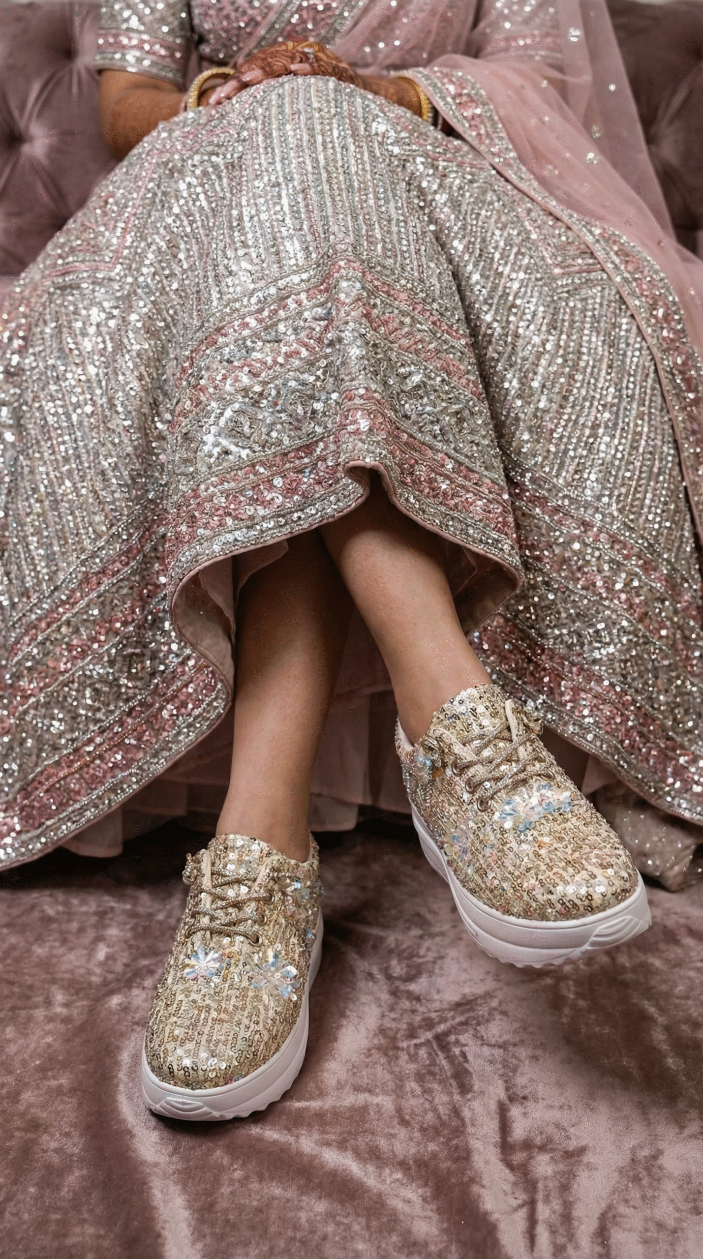 Firefly_Gemini Flash_Create image with a bride wearing an silver and pink full sequence work lehenga and t 506001