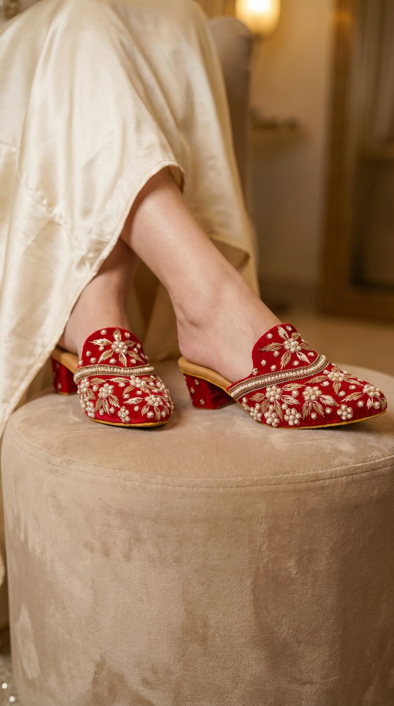 Firefly_Gemini Flash_Please create an image with a model wearing footwear in the reference image and in si 541826