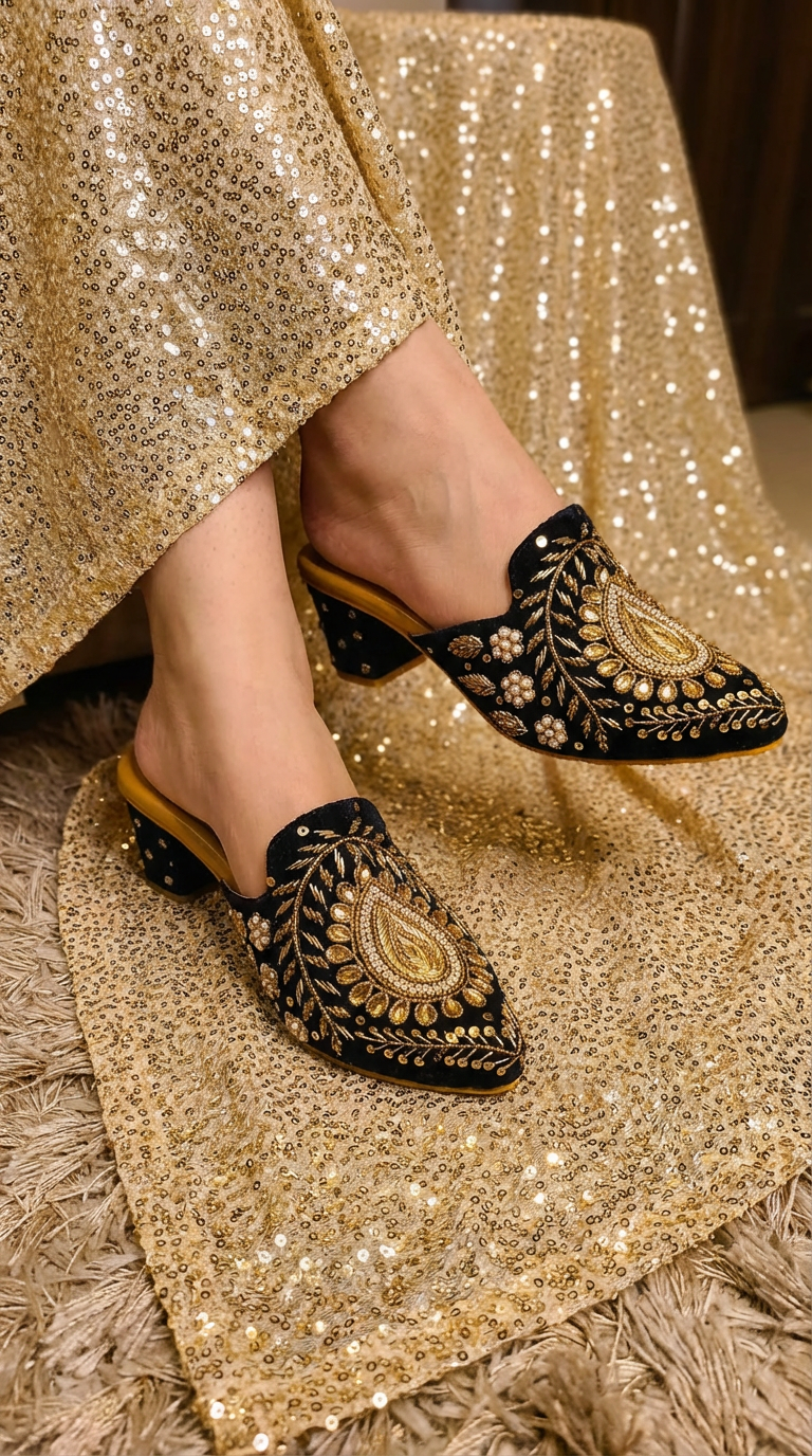 Firefly_Gemini Flash_Please create an image with a model wearing footwear in the reference image and in si 877377