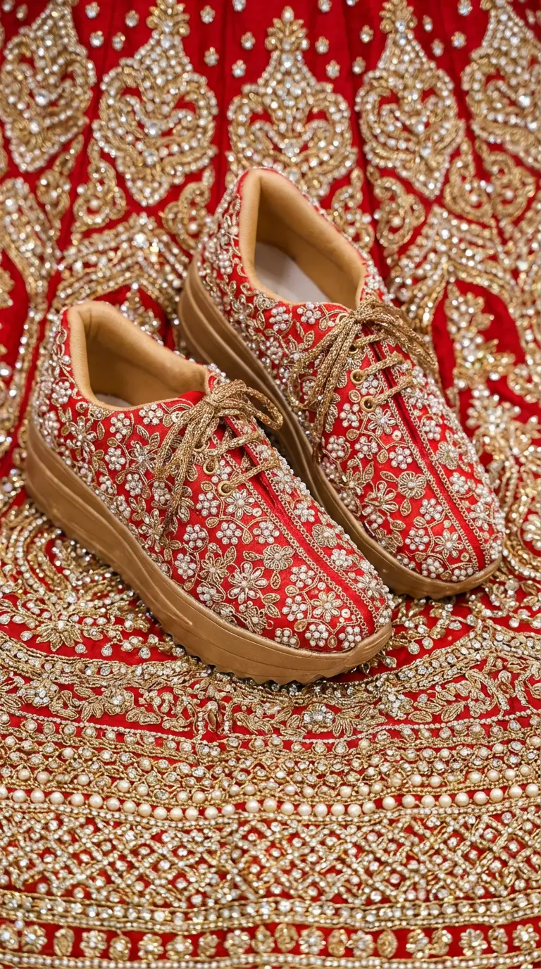 Firefly_Gemini Flash_create a bright image for my website with red with full diamond pearl work lehenga w 64378