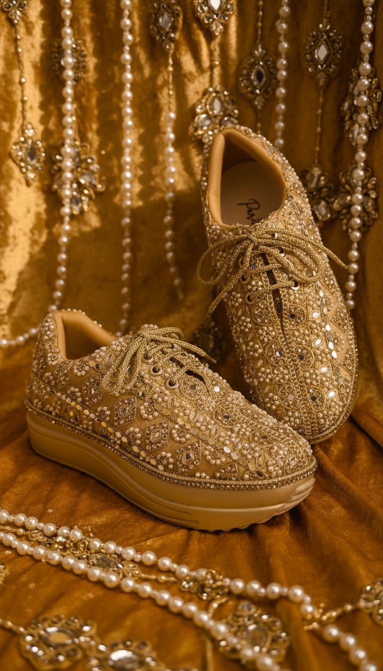 Firefly_Gemini Flash_create image for my website pardesi designer wedding sneakers for the reference image 156814