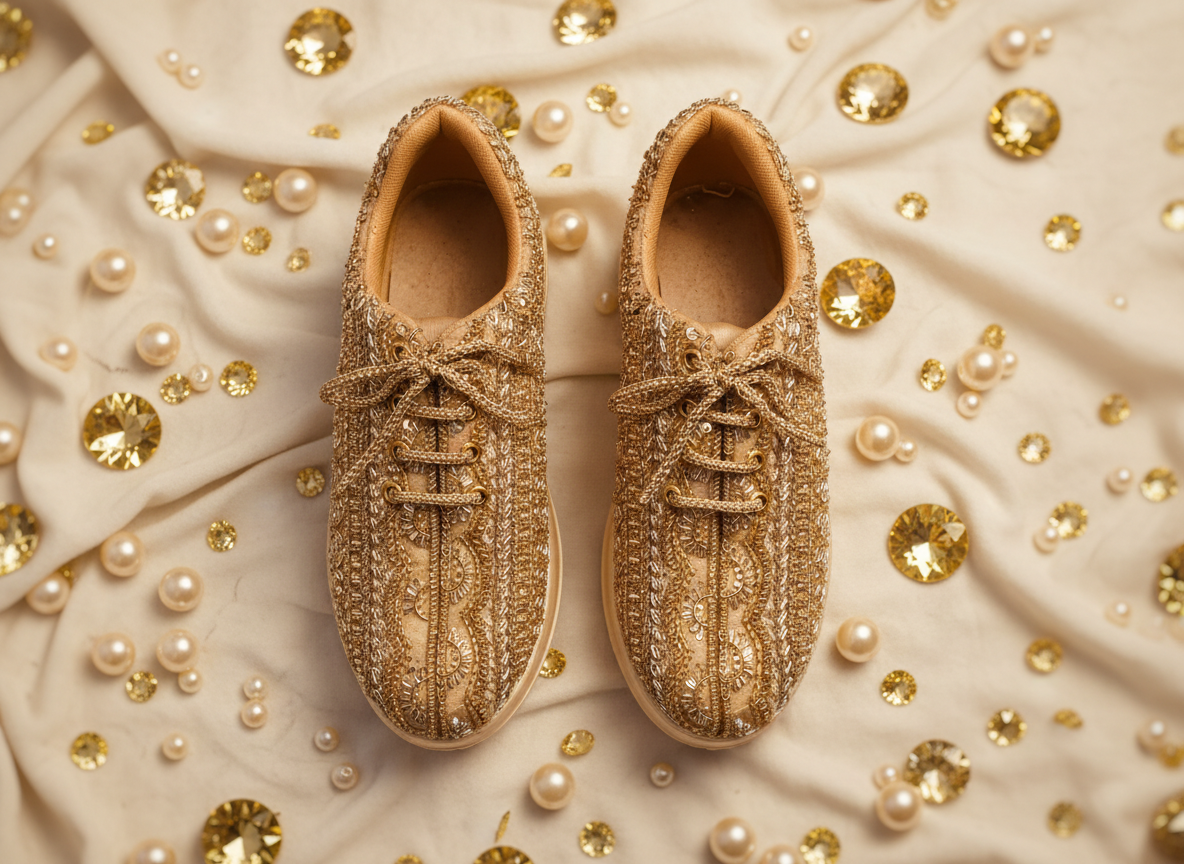 Firefly_Gemini Flash_Create an image for my website of the sneakers in the reference cream background with 843274