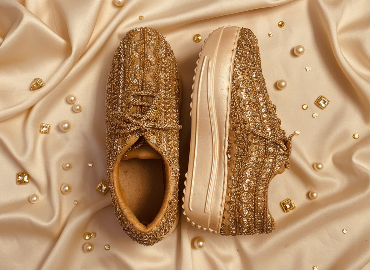 Firefly_Gemini Flash_Create an image for my website of the sneakers in the reference cream background with 971646