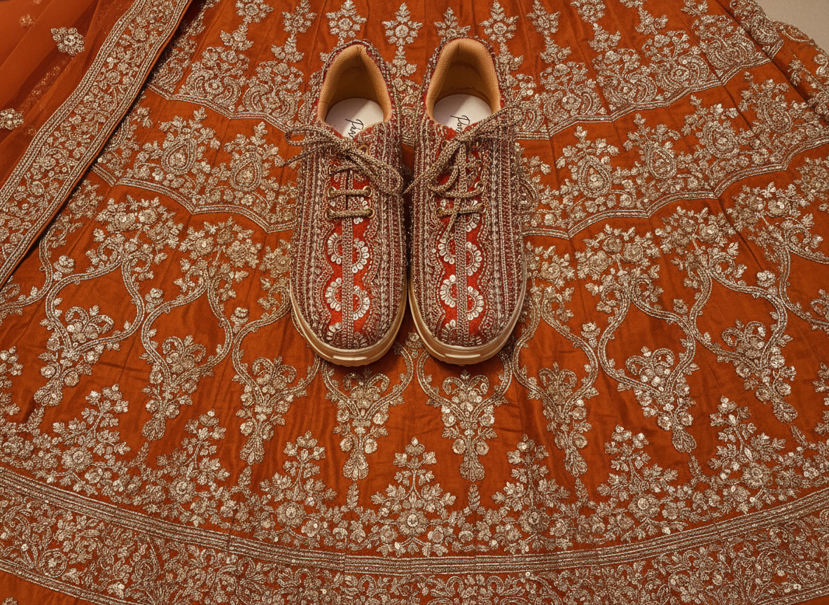 Firefly_Gemini Flash_Create an image for my website of the sneakers in the reference with a burnt orange l 678111