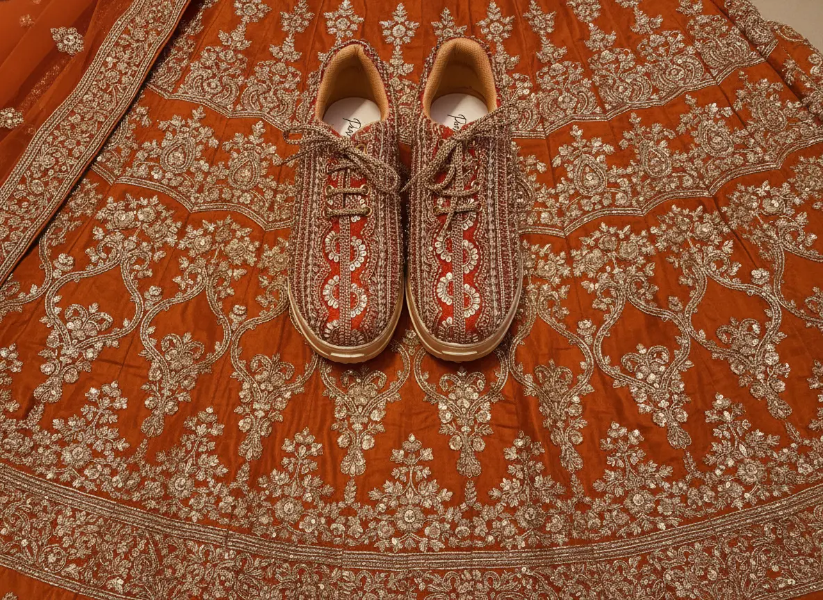 Firefly_Gemini Flash_Create an image for my website of the sneakers in the reference with a burnt orange l 678111