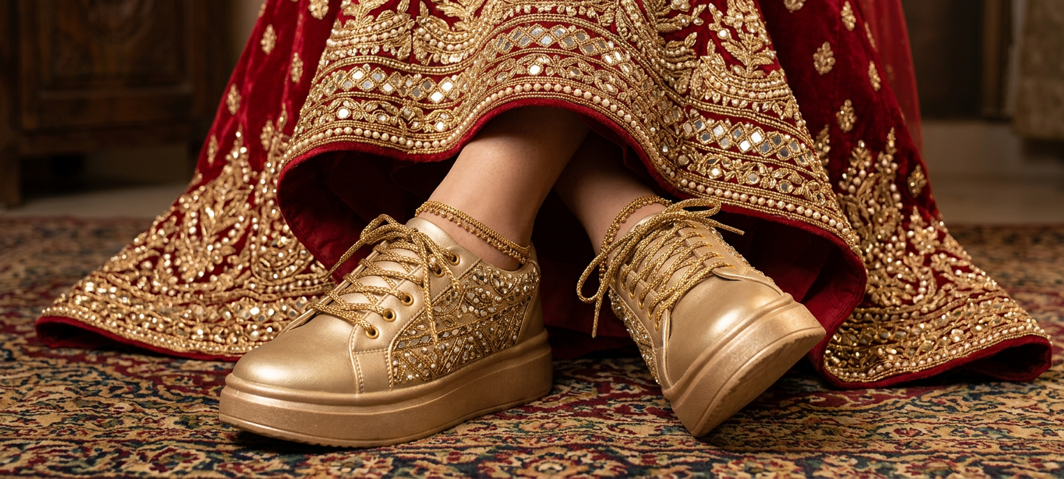 Firefly_GeminiFlash_Create an image with a model wearing red lehenga with full gold zardosi work and wear 432308 (2)